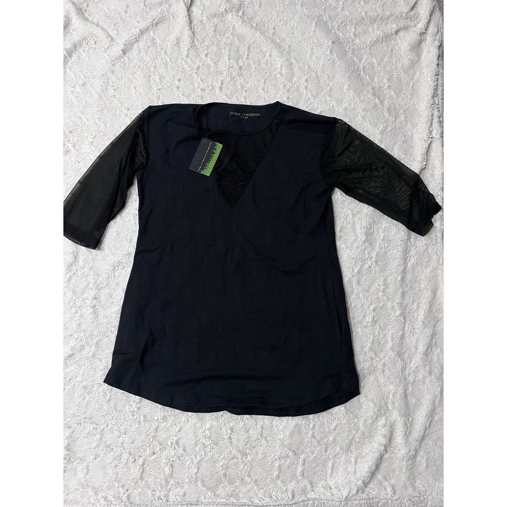 Dia Moda Women's Black Blouse Top Size XL